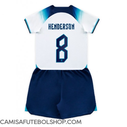 Camisa de time de futebol Inglaterra Jordan Henderson #8 Replicas 1º Equipamento Infantil Mundo 2022 Manga Curta (+ Calças curtas)